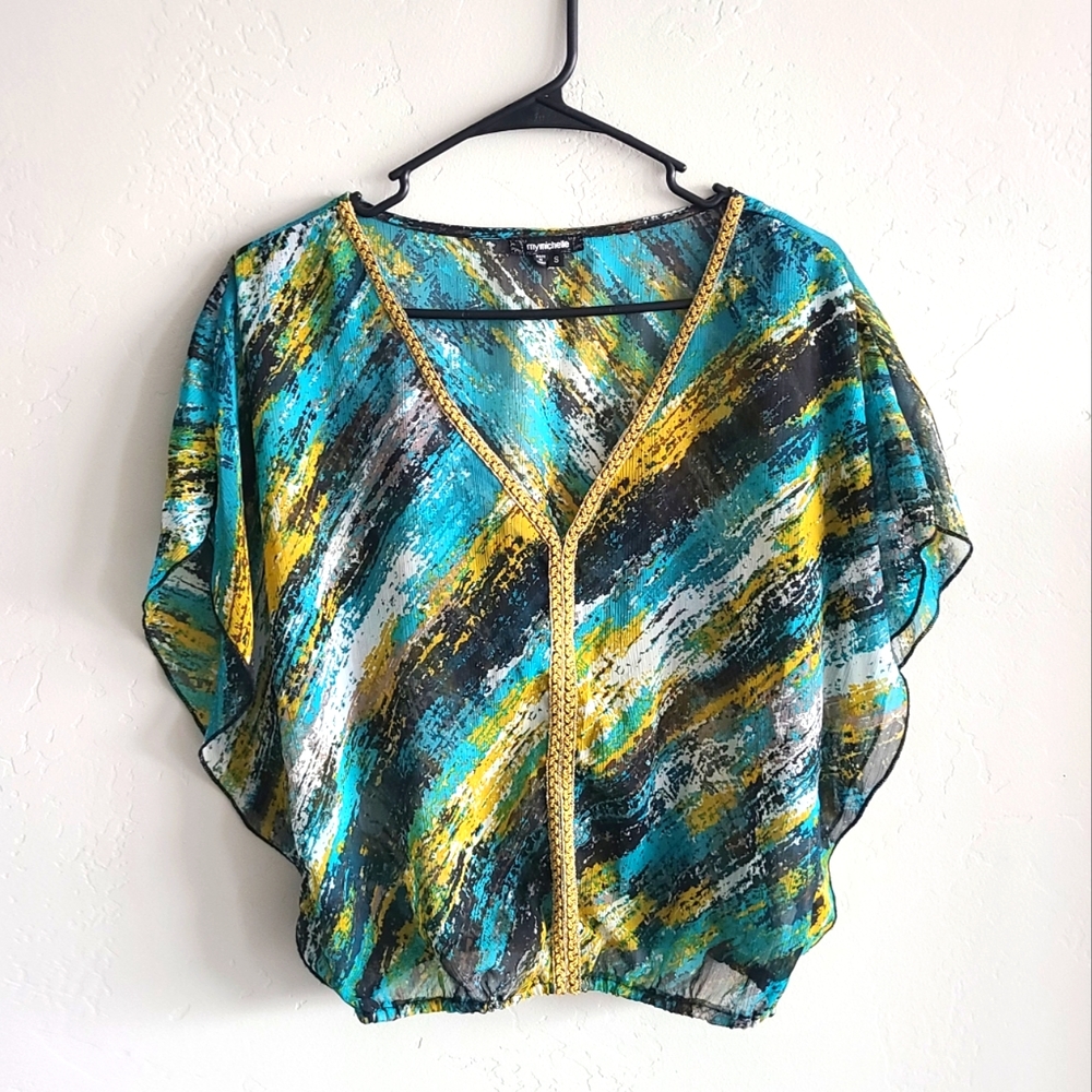 Women's My Michelle blouse, colorful bat wing blouse, women's flary shirt